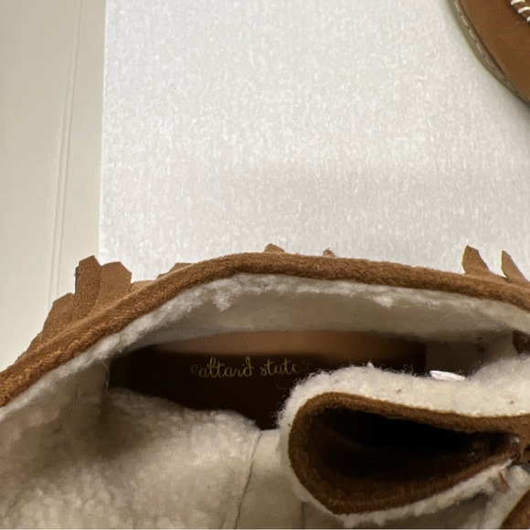 New Altar'd State Brown Suede Fringe Round Toe Side Zipper Flat  Boots Size 8 - Picture 6 of 7